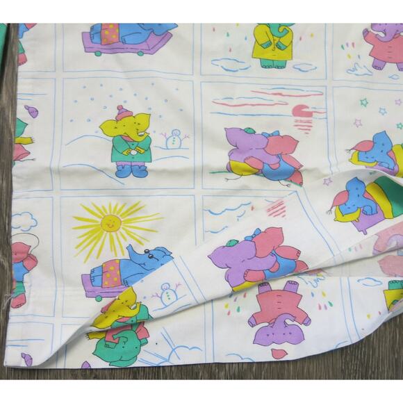 Vintage BABAR THE ELEPHANT Pillow Case Sham Set Baby Nursery  Jean de Brunhoff - Picture 6 of 10